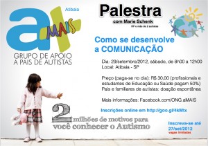 Cartaz do evento aMAIS Atibaia, palestra dia 29/09/2012